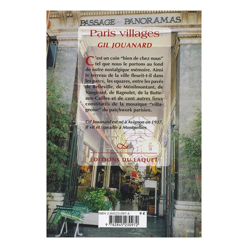 Quatrième de couverture de Paris villages de Gil Jouanard