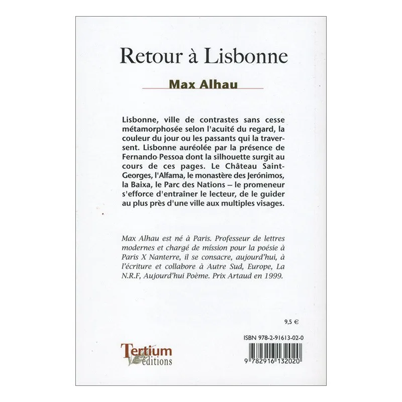 Quatrième de couverture de Retour à Lisbonne de Max Alhau