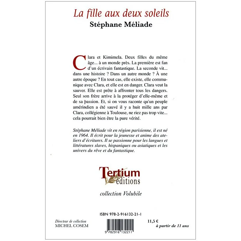 Quatrième de couverture de La fille aux deux soleils de Stéphane Méliade