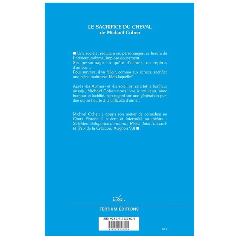 Quatrième de couverture de Le sacrifice du cheval de Michaël Cohen