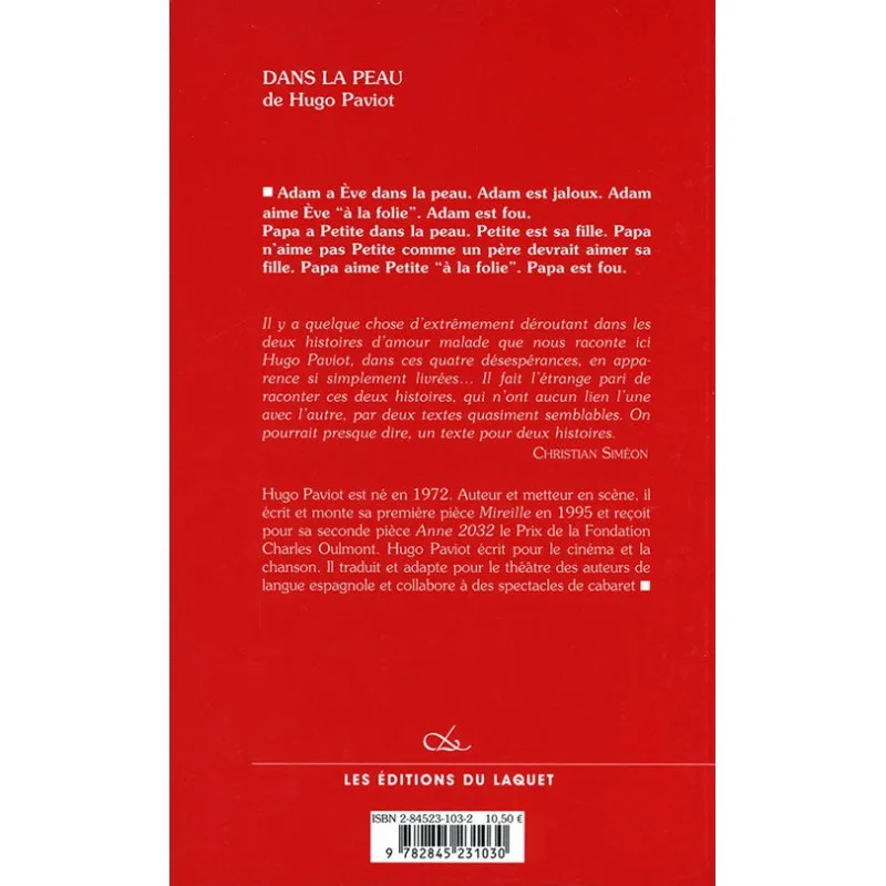 Quatrième de couverture de Dans la peau de Hugo Paviot