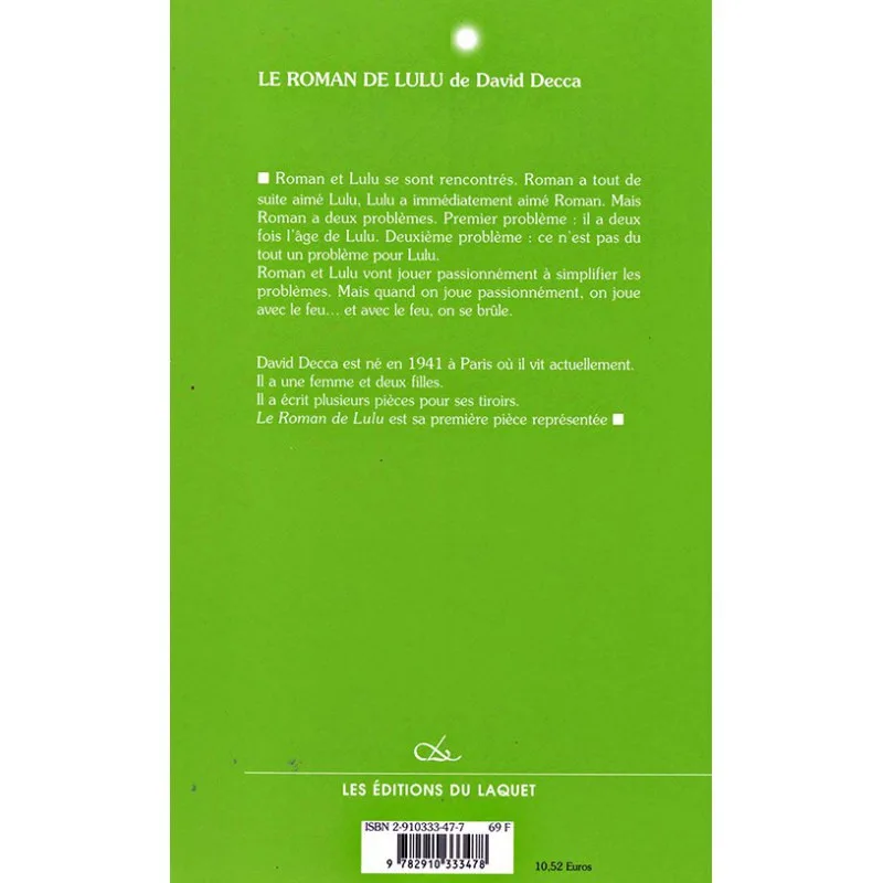 Quatrième de couverture de Le roman de Lulu de David Decca