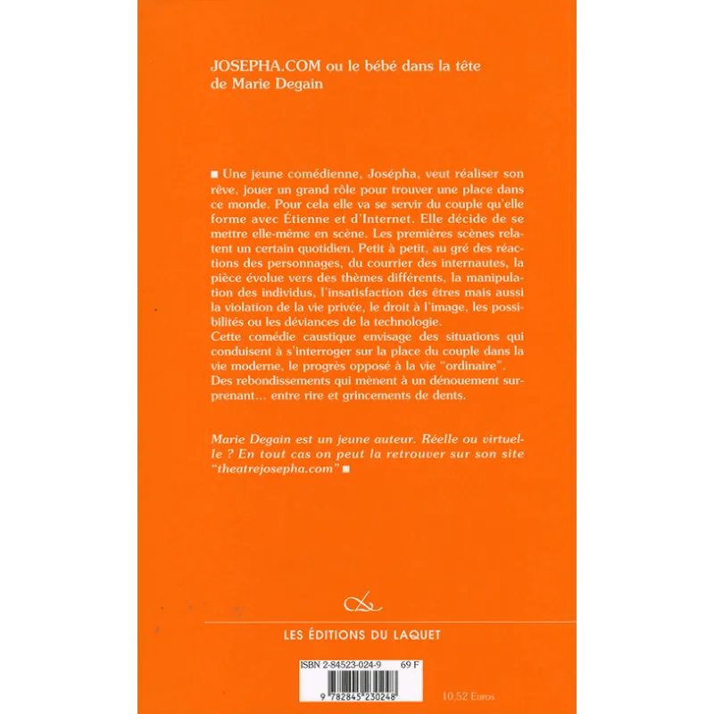 Quatrième de couverture de Josepha.com ou le bébé dans la tête de Marie Dégain
