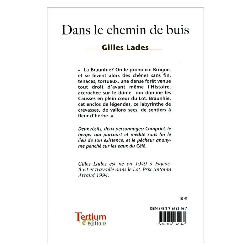 Quatrième de couverture de Dans le chemin de buis de Gilles Lades