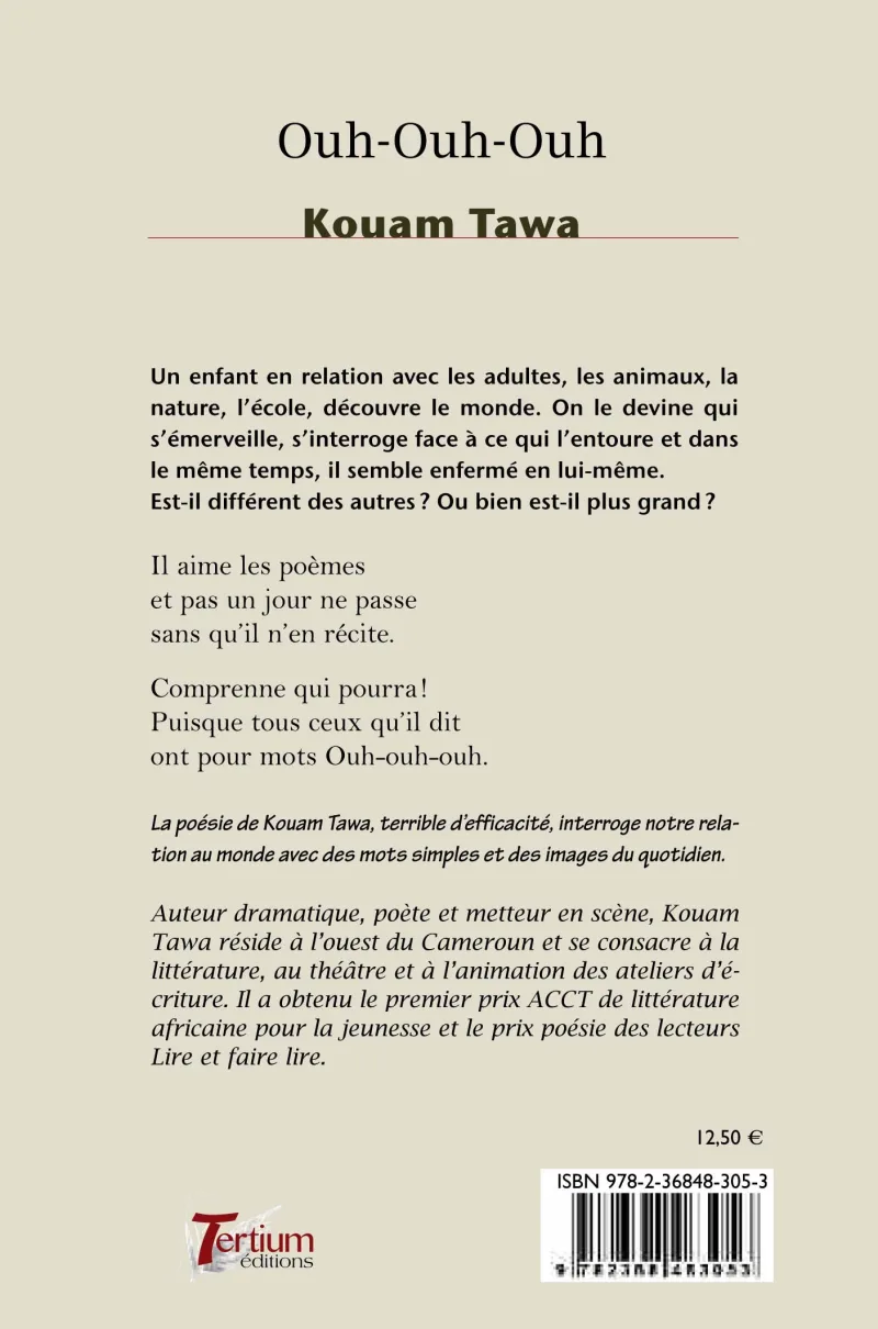 Quatrième de couverture de Ouh-Ouh-Ouh de Kouam Tawa