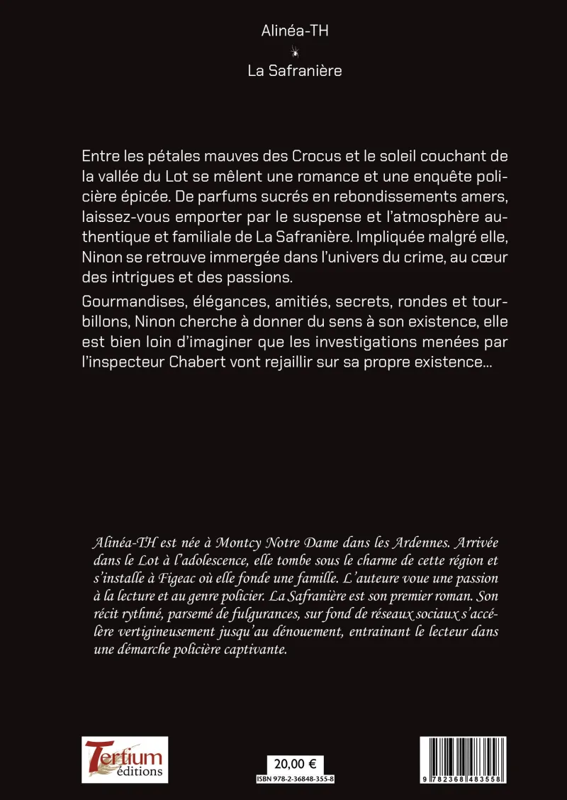 Quatrième de couverture de La Safranière de Alinéa-TH