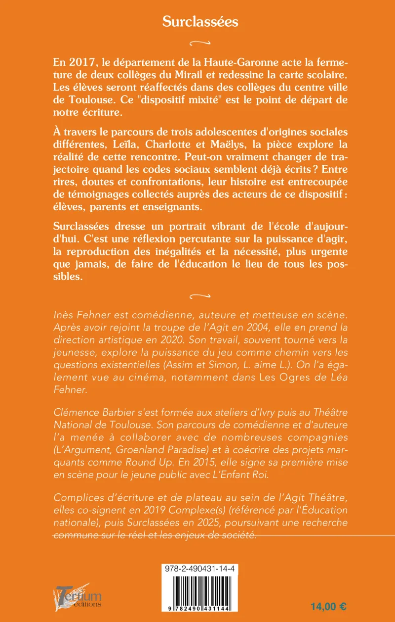 Quatrième de couverture de Surclassées de Inès Fehner & Clémence Barbier