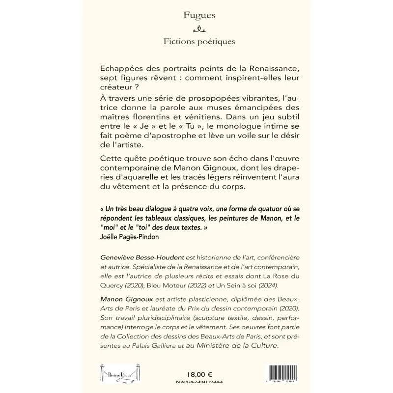 Quatrième de couverture de Fugues de Geneviève Besse-Houdent